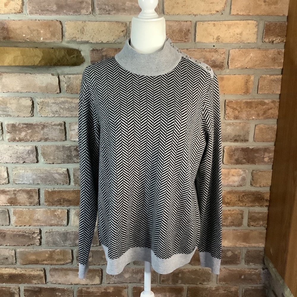 CALVIN KLEIN Herringbone Long Sleeve Knit Sweater 54